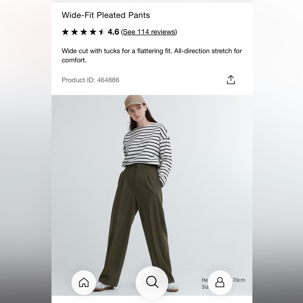 Uniqlo Brown Wide-Fit Pleated Pants Size XS